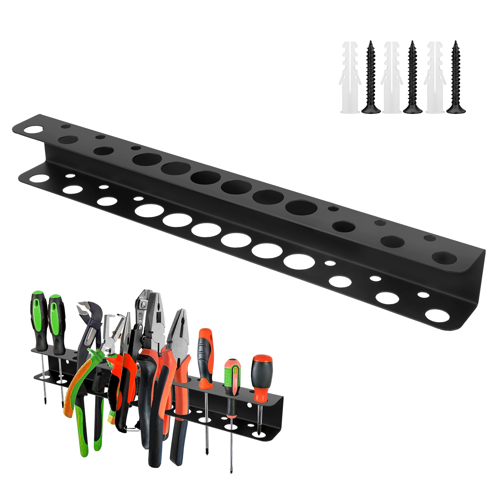 Tool Rail Rack Holder Screwdriver Organizer Wall Mount Hanger Shelf for Garage