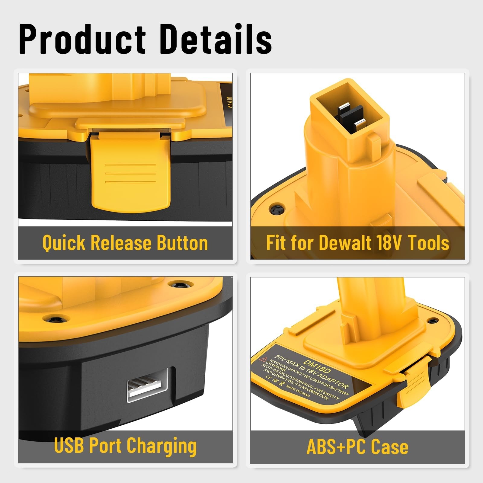 2 pack Battery Adapter with USB Compatible with Dewalt 20V Battery,20V to 18V
