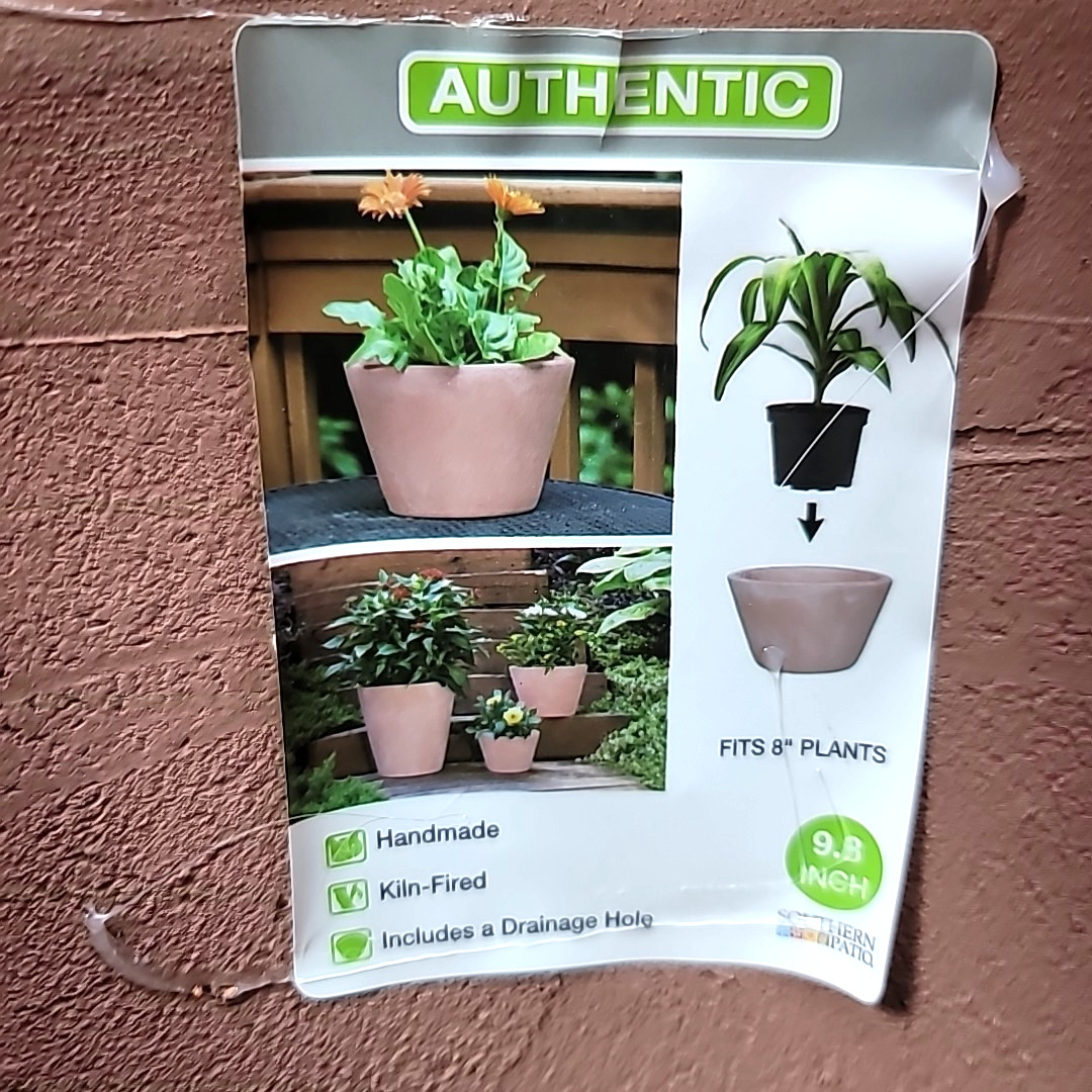 Southern Patio Handmade Kiln-fired Clay Vaso Planters 9.8in -Drainage Hole