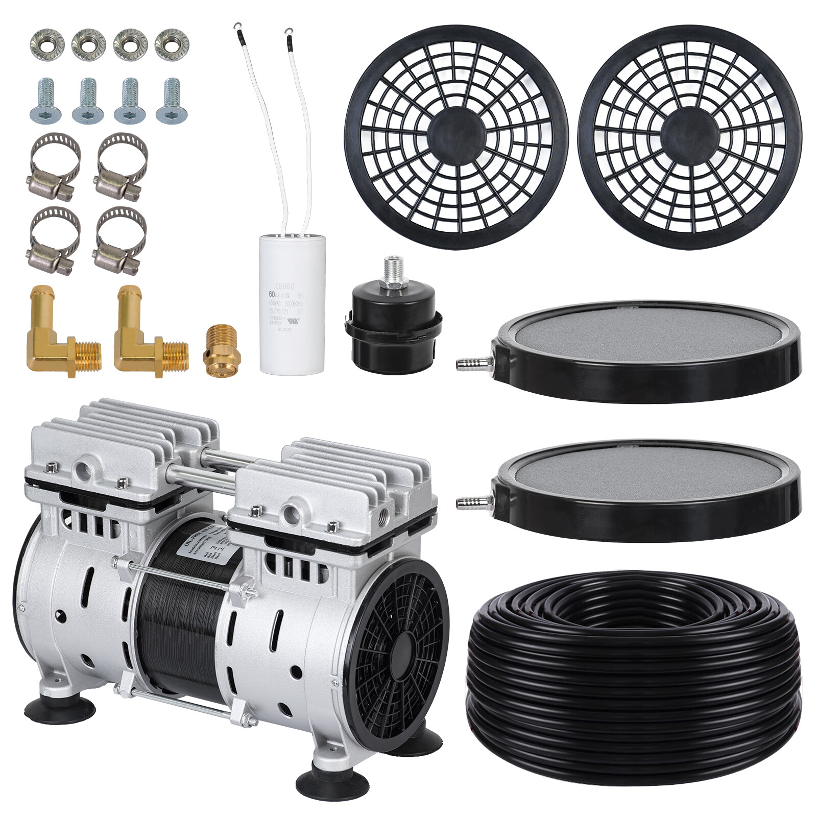 24V 300W Solar Powered Pond Aerator Aeration Pump 100 Weighted Tubing for 1 Acre