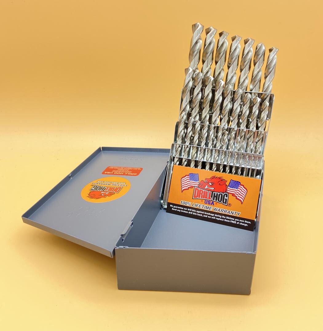 Drill Hog® 29 Pc Drill Bit Set Niobium Nb41 Metal Drill Index Lifetime Warranty