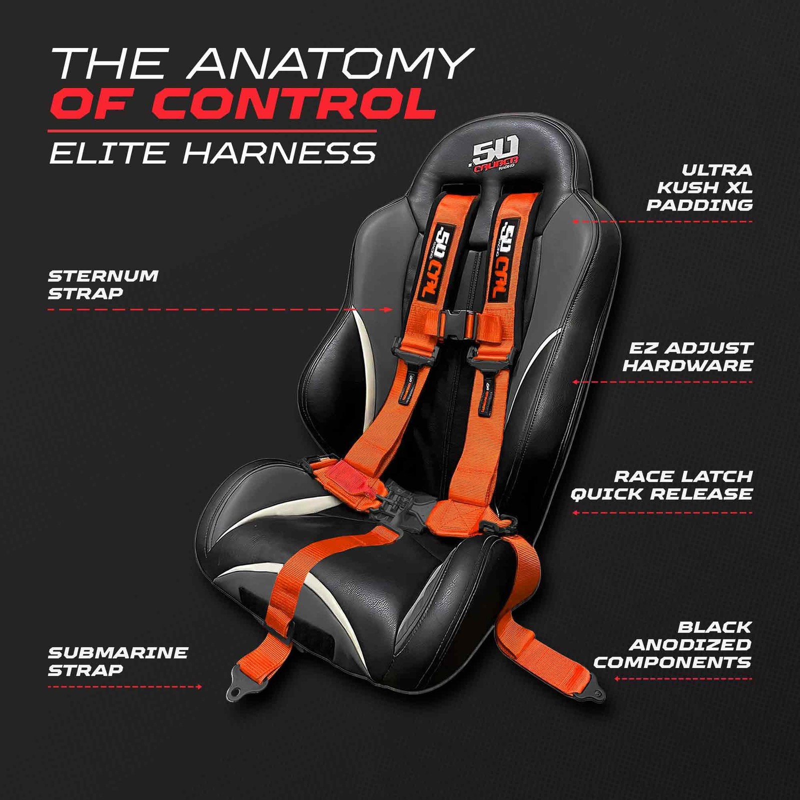 1pc Orange 5 Point Harness for Bucket Seat, Latch Release, 9 Color Options, R…