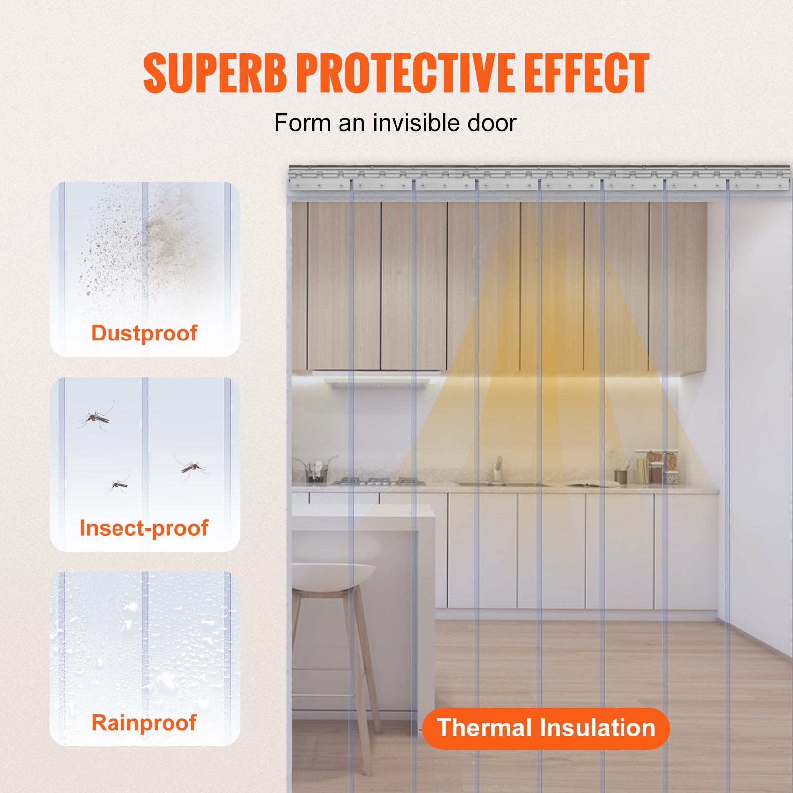 Uimoso 8 PCS PVC Strip Curtain 96 x 48 x 0.08 in Smooth Plastic Door Panels