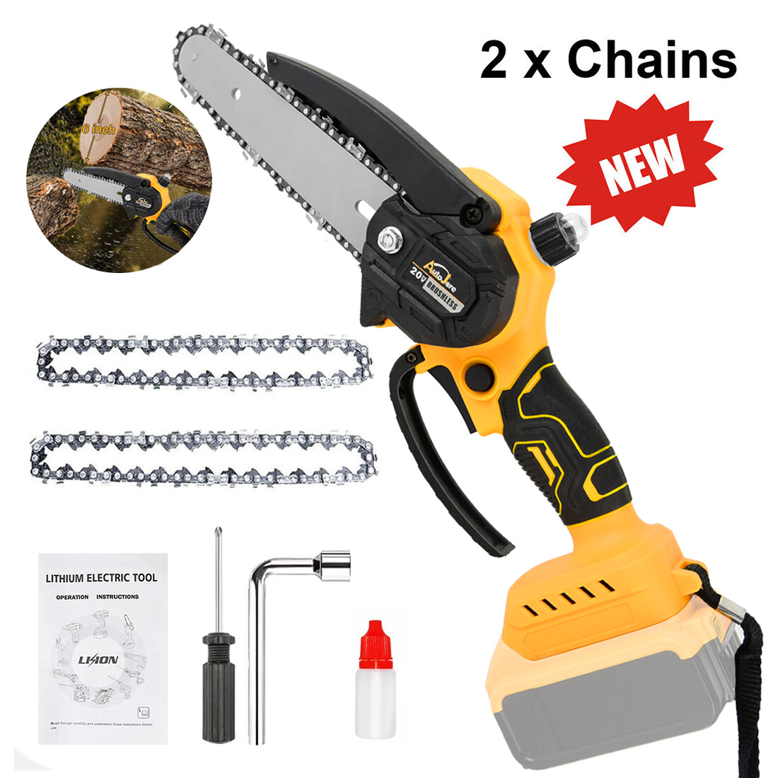 Cordless Chainsaw for DeWALT 20V Max Battery 6-Inch Hand-held Mini Pruning Saw