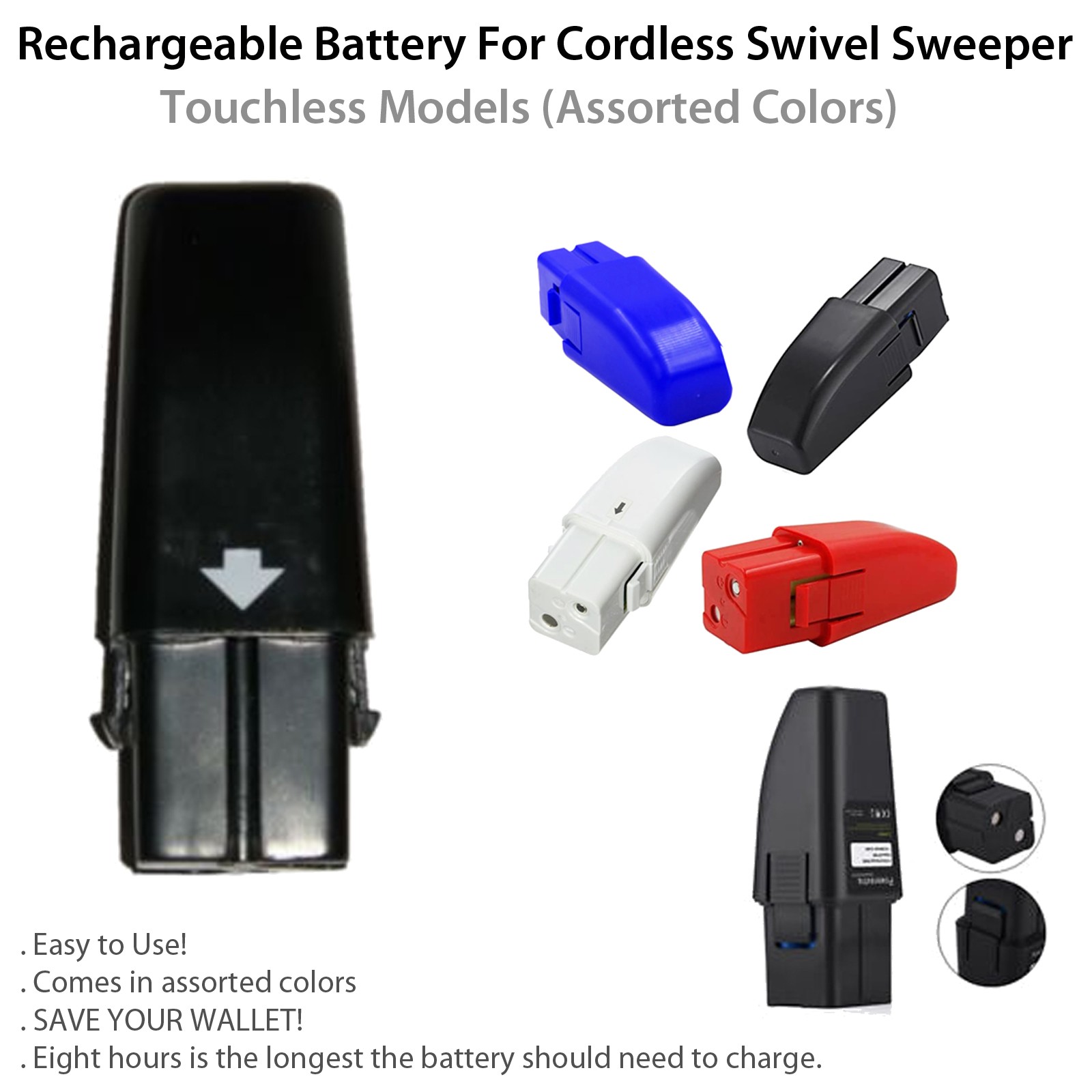 Rechargeable Battery For Cordless Swivel Sweeper Touchless Model(Assorted Color)