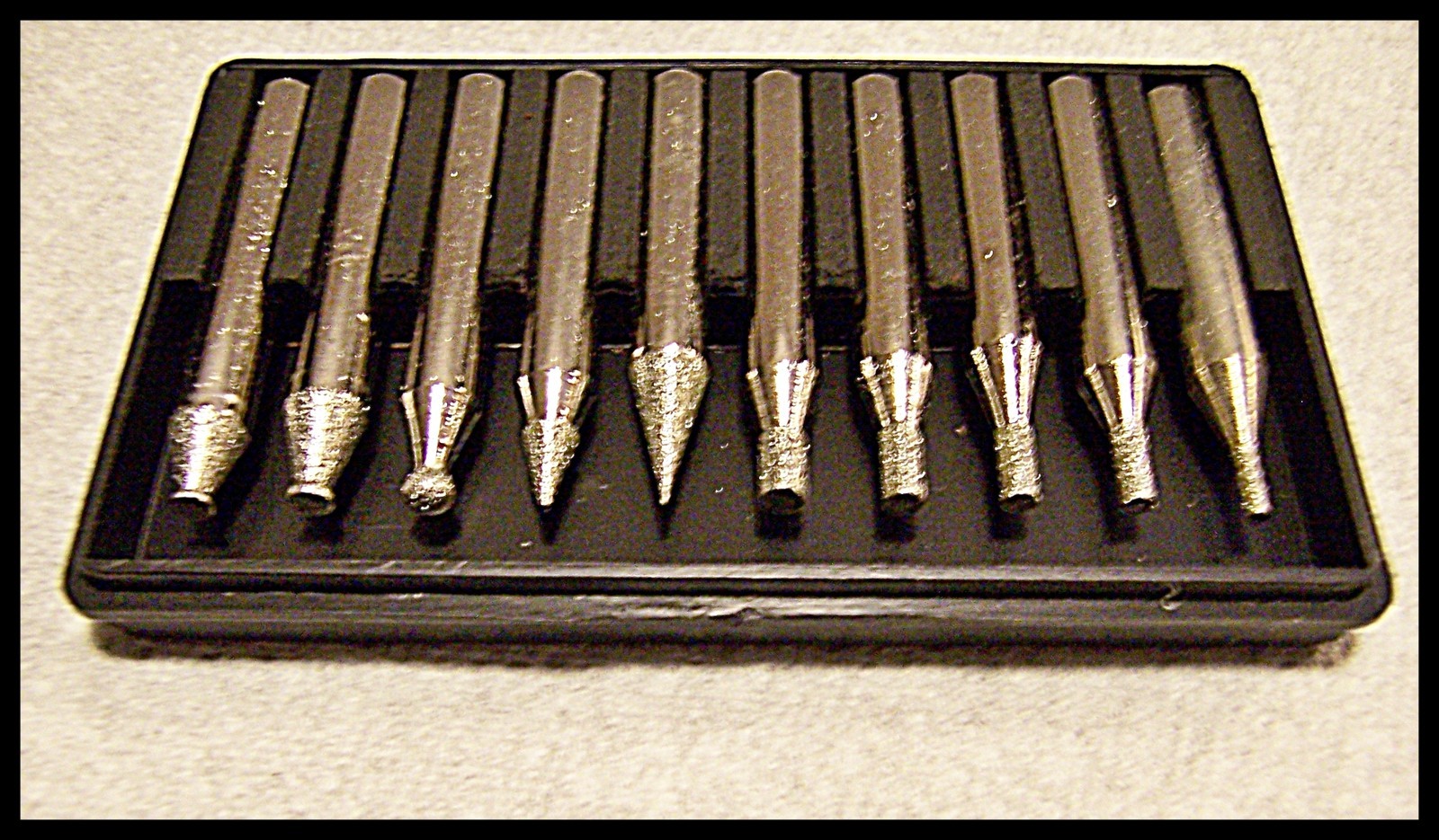 10 Piece Diamond Burr Bur Set Grind Shape Smooth Metal Small Projects Carve New