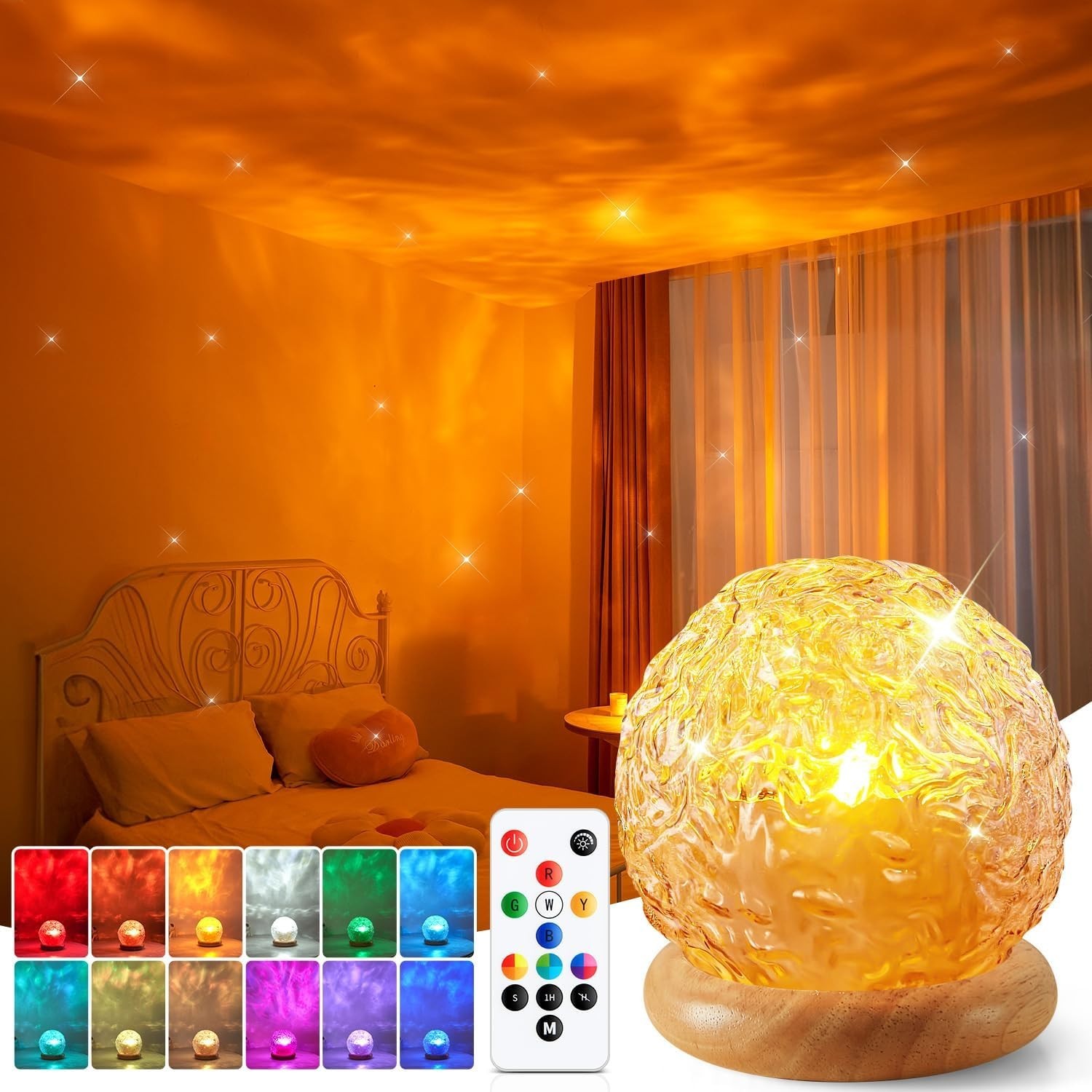 3-in-1 Sunset Ocean Northern Lights Projector Ambient Mood Lamp w/Remote