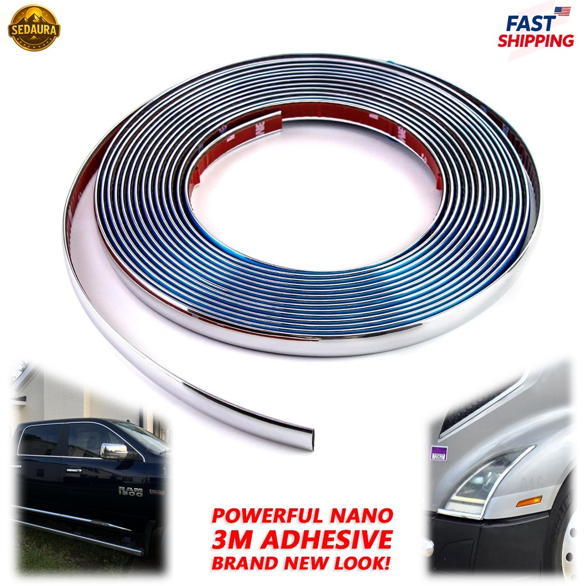 Chrome Car Trim Molding 1/2″ Wide 26FT DIY Adhesive Strip Line for Auto, Truck
