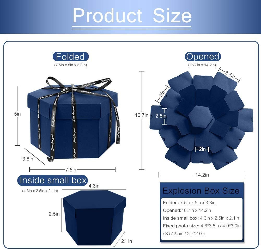 Explosion Box 16.7in x 14.2in DIY Gift Box with 6 Faces – Perfect