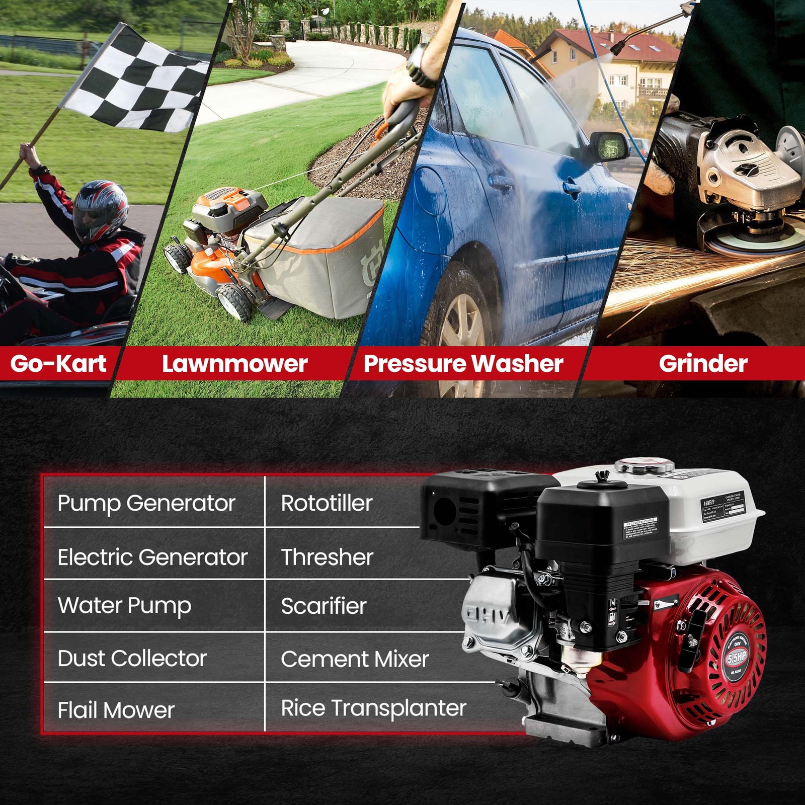 4-stroke OHV 5.5HP Gas/ petrol Engine For Honda GX160 4 Stroke Pullstart New