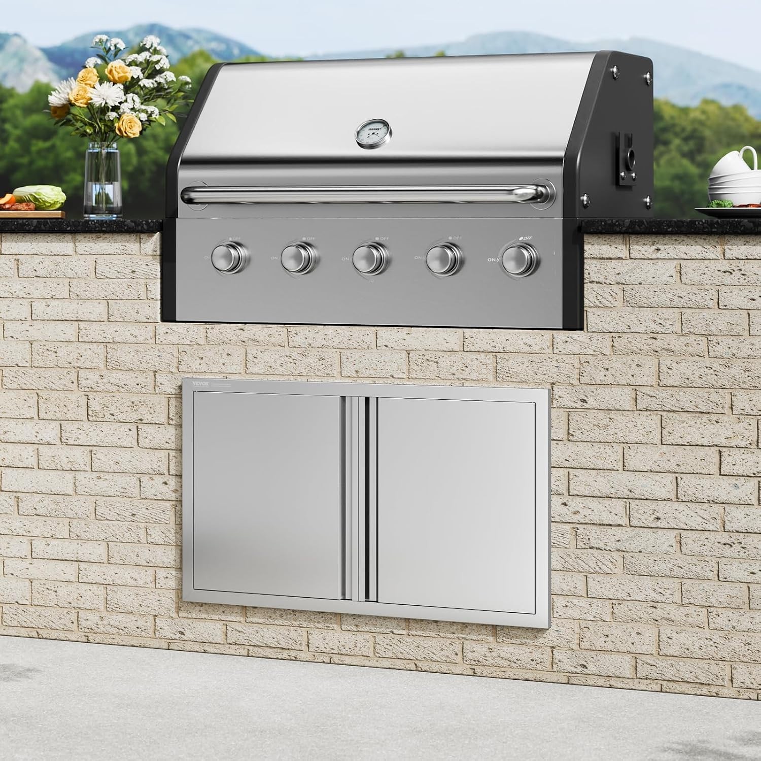 Versatile 36W x 21H Stainless Steel Door for BBQ Islands & Grilling Stations