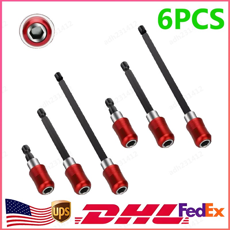6Pcs 1/4 Screwdriver Quick Release EXTENSION Magnetic Hex Shank Holder Drill Bit