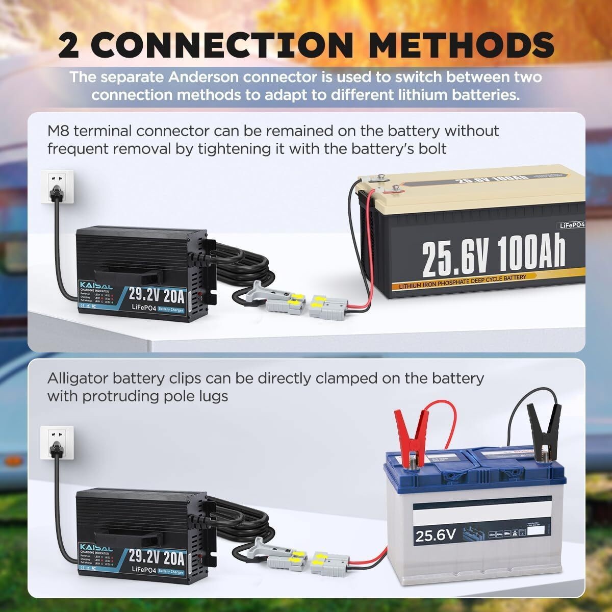 24V 20A Lithium Battery Charger LiFePO4 Battery Charger For RV Boat Truck Marine