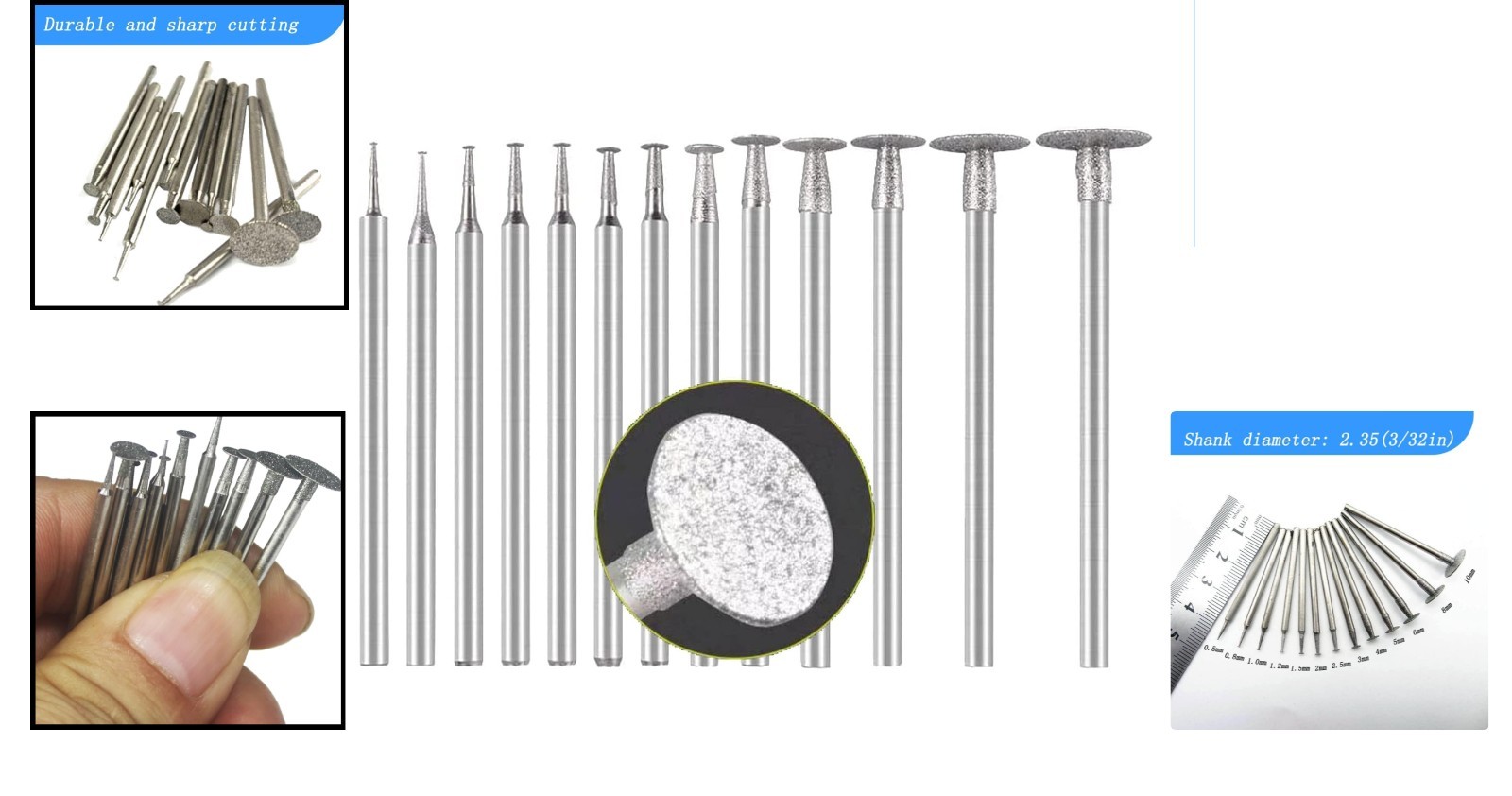 Versatile 13-Pc Diamond T Shape Burrs – Perfect for Stone, Glass & Metal Crafts