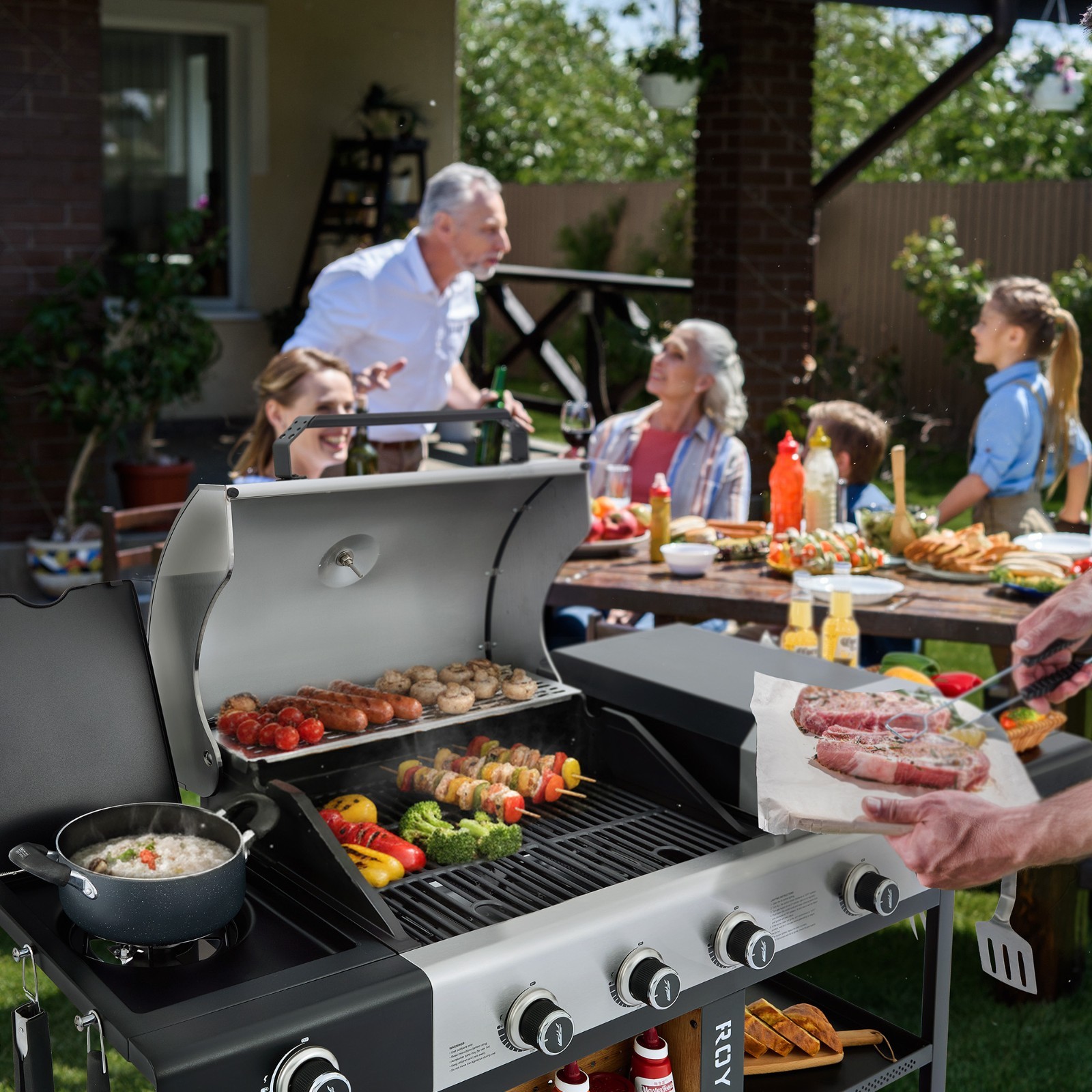 Royal Gourmet Premium Gas Grill and Pizza Oven Combo, with Side Burner