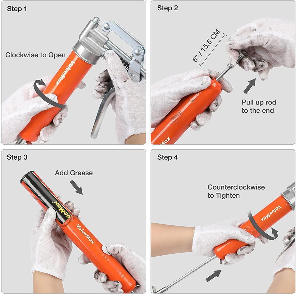 ValueMax Mini Pistol Grip Grease Gun Kit 3000 PSI Fit for Car and Boat