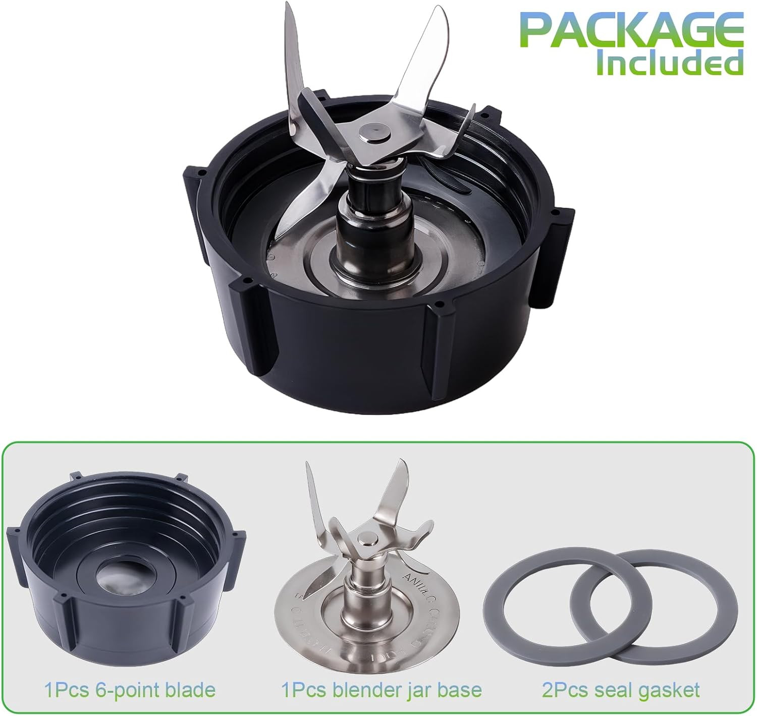 Oster Blender Replacement Parts Kit – 6-Fin Ice-Crushing Blade, Jar Base Cap, an