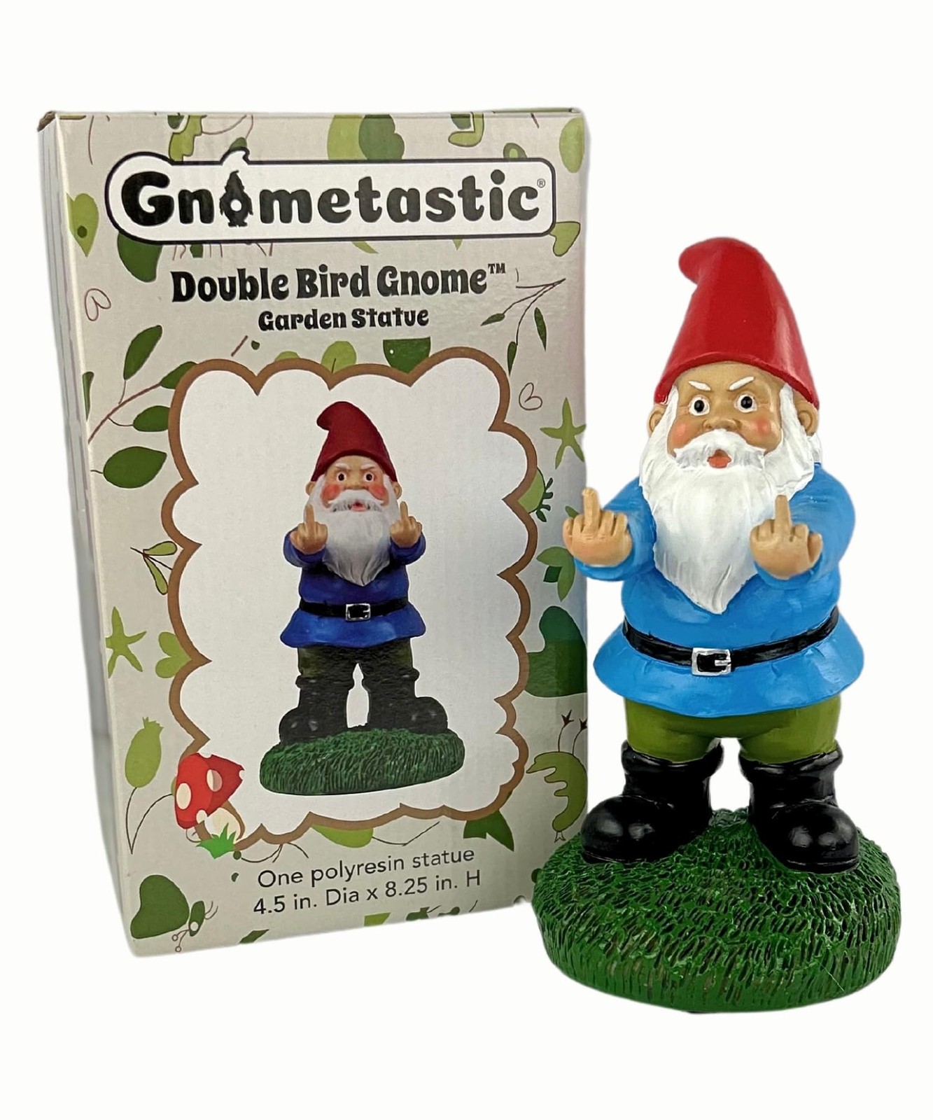 Funny Middle Finger Gnome Statue 8.5in Unique Garden Decor for Outdoors