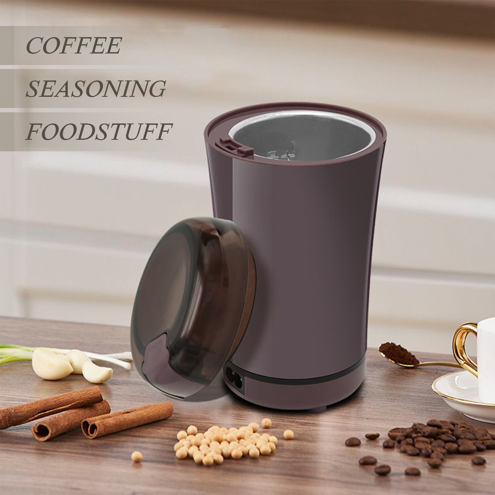Portable Electric Coffee Grinder Bean Nut Grind Spice Crusher Mill Blender Cafe