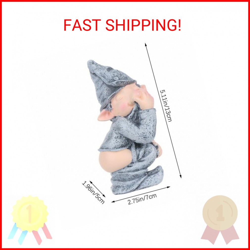 THE PERFECT PART Funny Pooping Mini Statue, Naughty Resin Garden Gnome for Decor