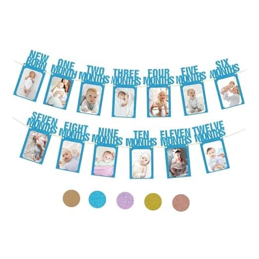 First Birthday Decorations for Boy from Newborn to 12 Months, 1st Birthday Blue