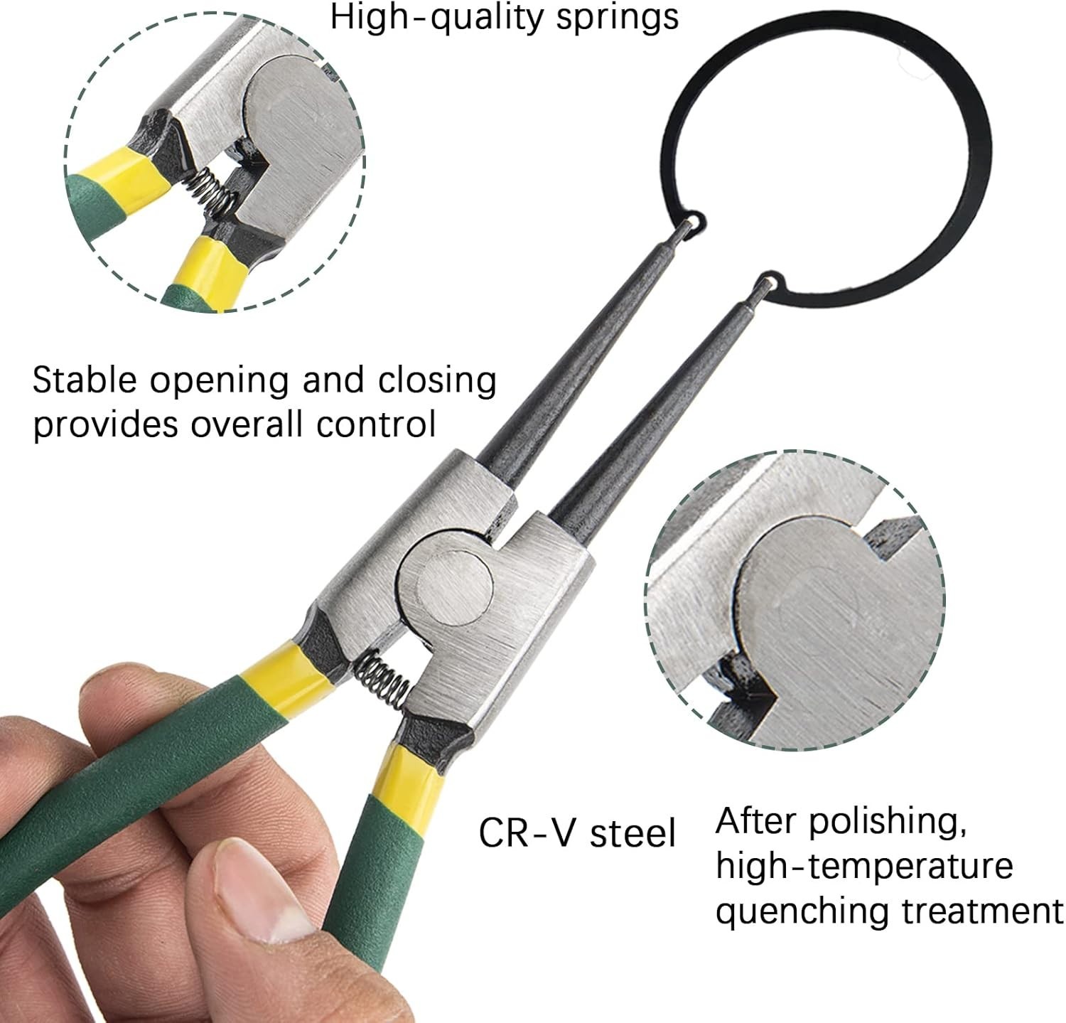 4Pcs 7″ Internal/External Snap Ring Pliers Set Heavy Duty Circlip Pliers Kit