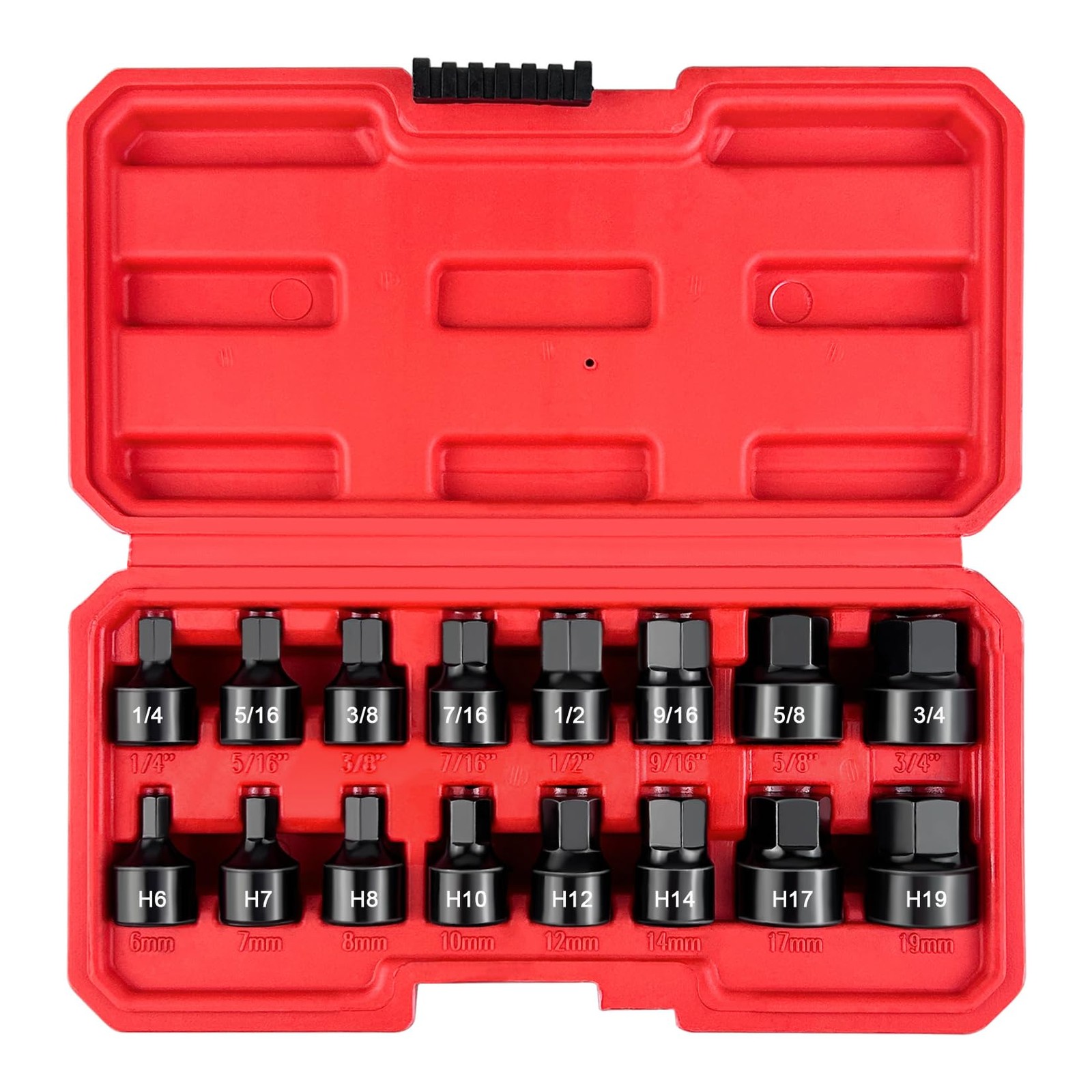 3/8-Inch Drive Low Profile Impact Hex Driver Set, 16-Piece Stubby Hex Bit Soc…