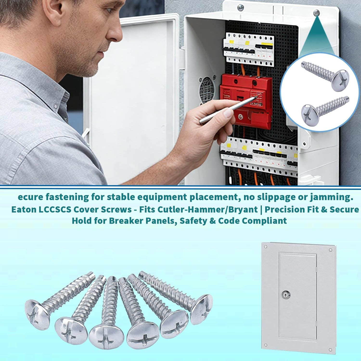 Load Center Cover Screws for Eaton LCCSCS Cover Screw (12 Pack) Alloy Steel Zinc
