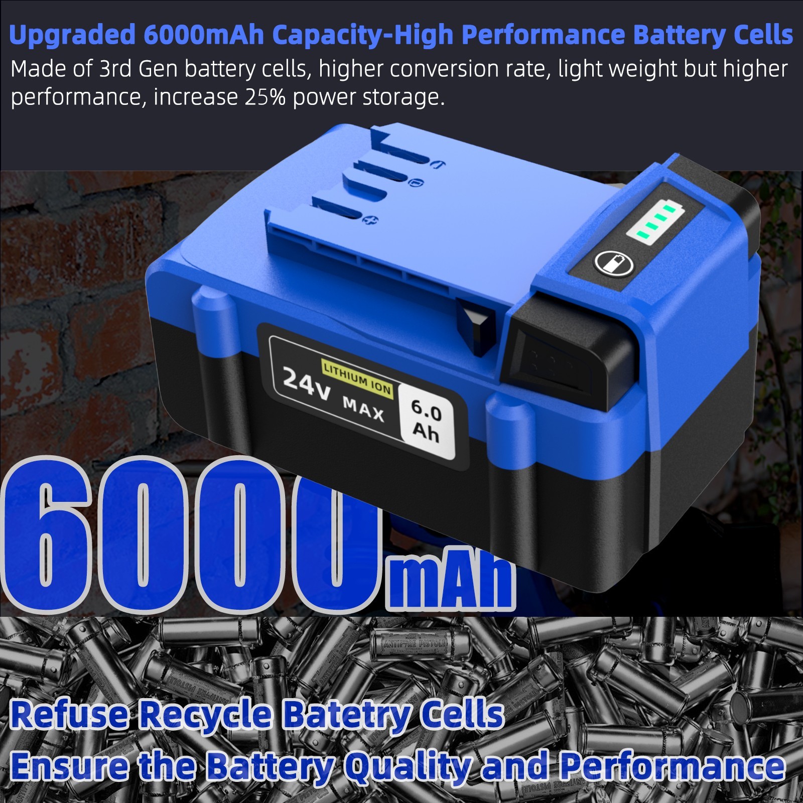 2 Pack 24V 6.0Ah for Kobalt 24 Volt Max Lithium-ion Battery KB624-03 KB124-03