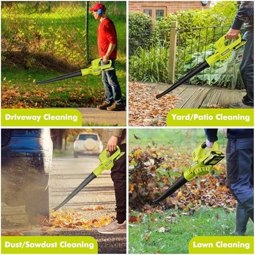 Cordless Leaf Blower 21V with 2 Batteries and Charger, 2 Speed Modes