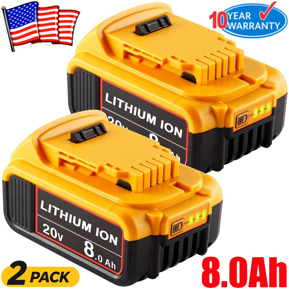 2Pack Lithium Ion Battery For DeWalt 20V 20 Volt Max 8.0AH DCB205 DCB206 DCB200