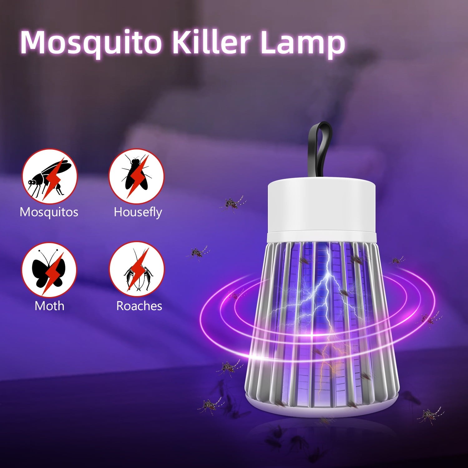 Bug Zapper Indoor Outdoor Electric Insert Killer Fly Mosquito Trap Light, White