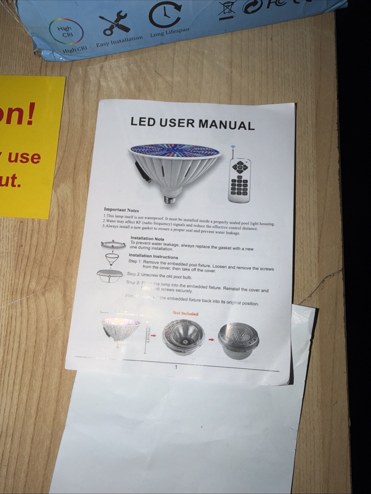 60W LED Pool Light Bulb E26 12V RGB Color Changing w/ 1 Remote – No Battery