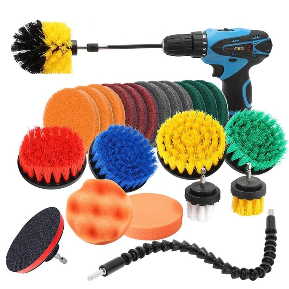 24PCS Drill Brush Cleaning Kit Power Scrubber Tile Grout Bathroom Cleaner