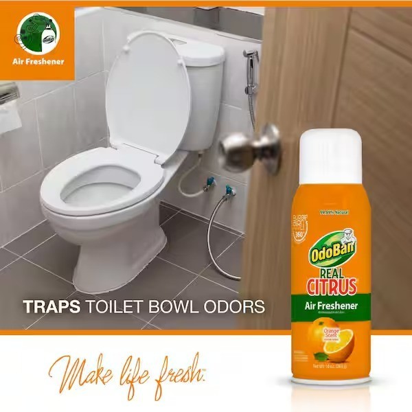 2-Pack OdoBan Real Citrus Orange Air Freshener 360 Continuous Spray, 10 Oz