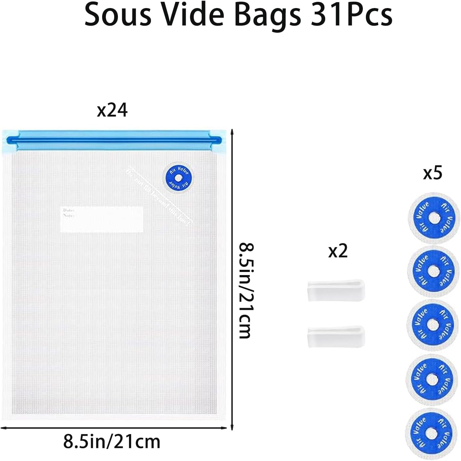Vacuum Sealer Bags (8.5 * 8.5in), 31 Pcs