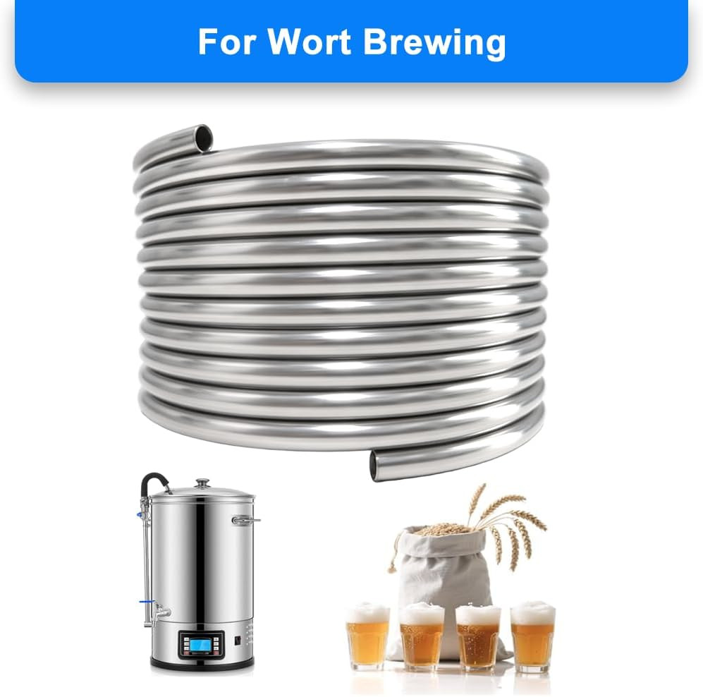 1/2″ X 25Ft 304 Stainless Steel Tubing Coil, Food Grade Welded Immersion Wort Ch