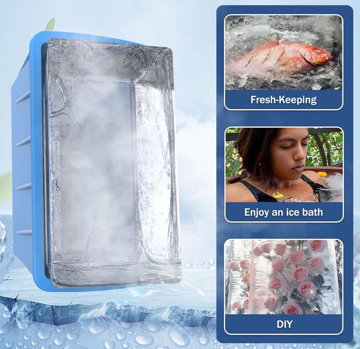 Large Reusable Silicone Ice Cube Molds For Home Party Tray Ice Baths Cold Plunge