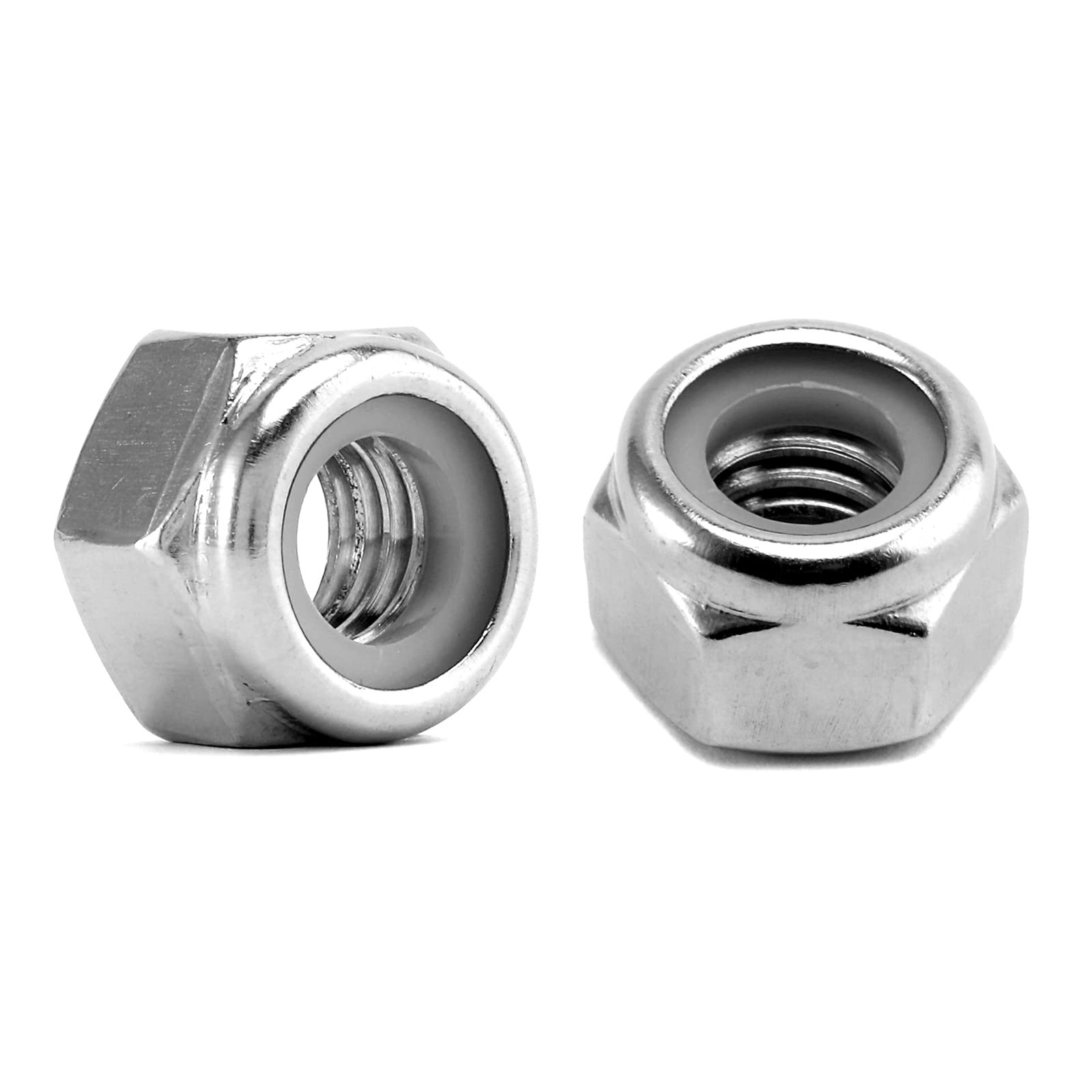 5/16-18 Nylon Insert Hex Lock Nuts 100Pcs 304 Stainless Steel 5/16-18, Silver