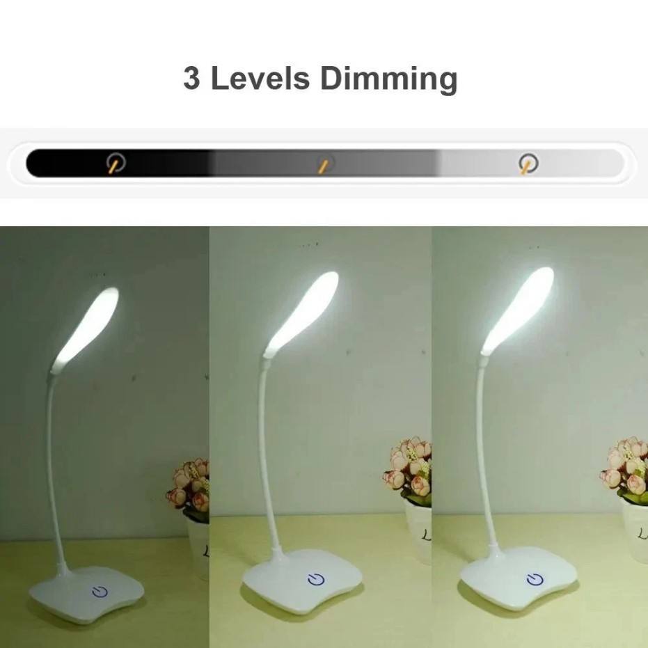 USB LED Desk Light Dimmable Bedside Reading Lamp Rechargeable Touch Control -&=#