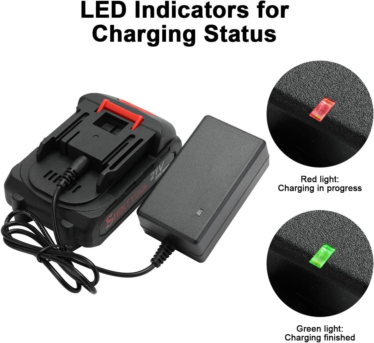 21V Lithium Battery – 2.0 Ah Battery with Charger Adapter Led Indicator Compatib