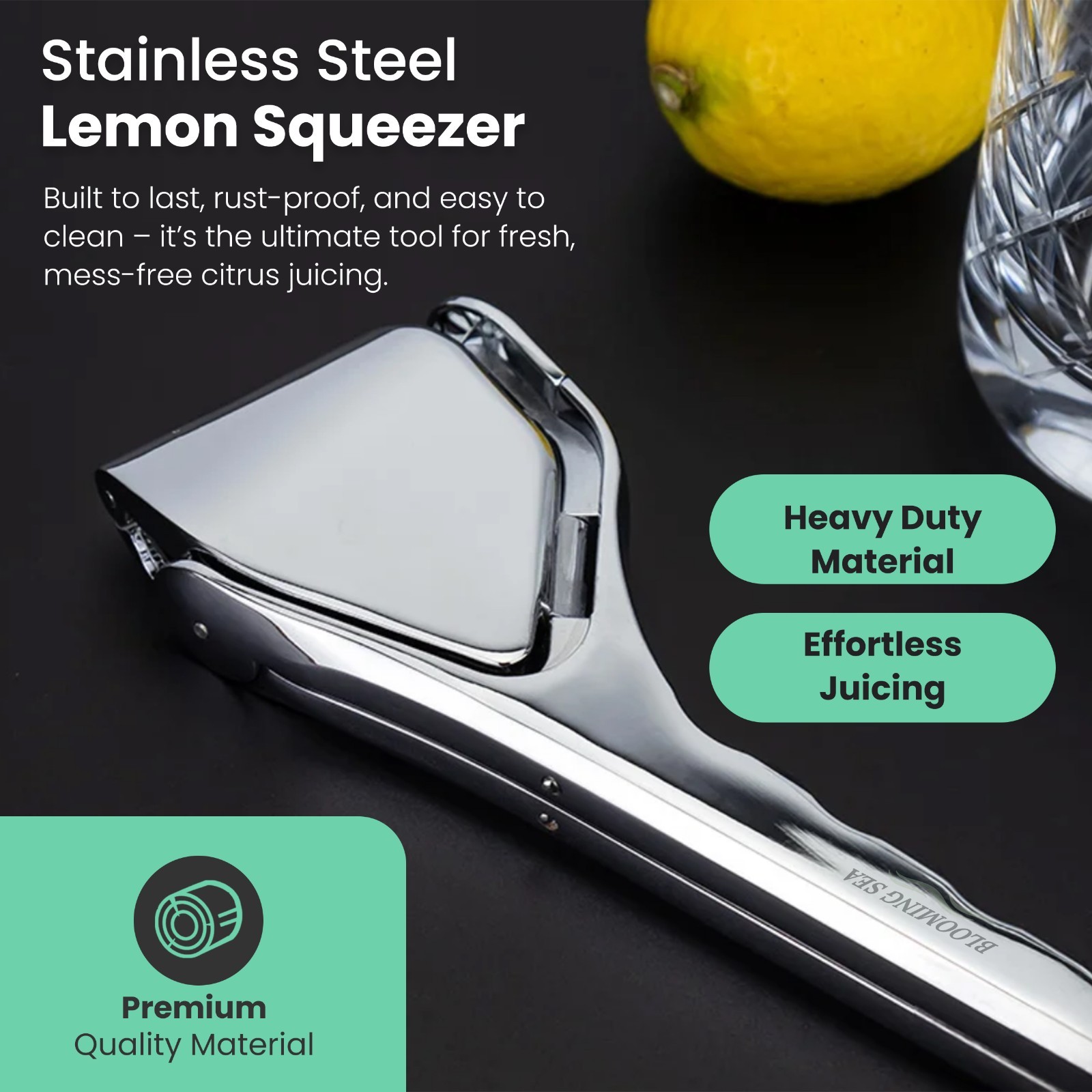 Blooming Sea Lemon Squeezer – Compact & Heavy-Duty Citrus Press Juicer