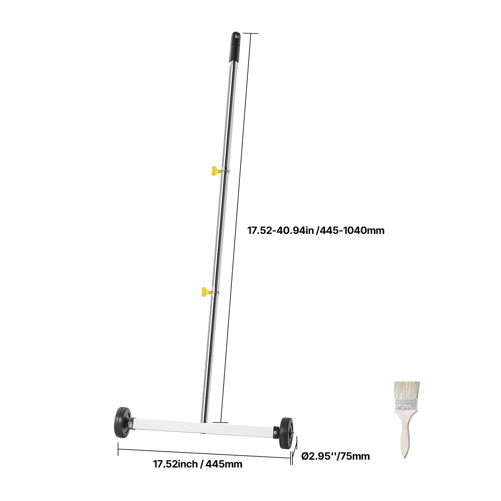 17″ Rolling Magnetic Sweeper Picks up Tools Nails Screws Clips 10 lbs Capacity