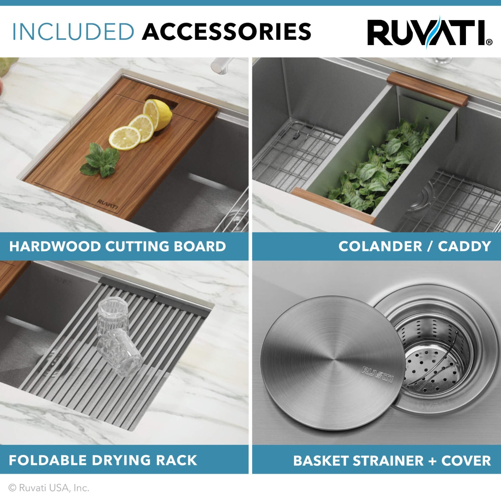 Ruvati 33″ Workstation Ledge Rounded Corners Undermount Sink – RVH8303