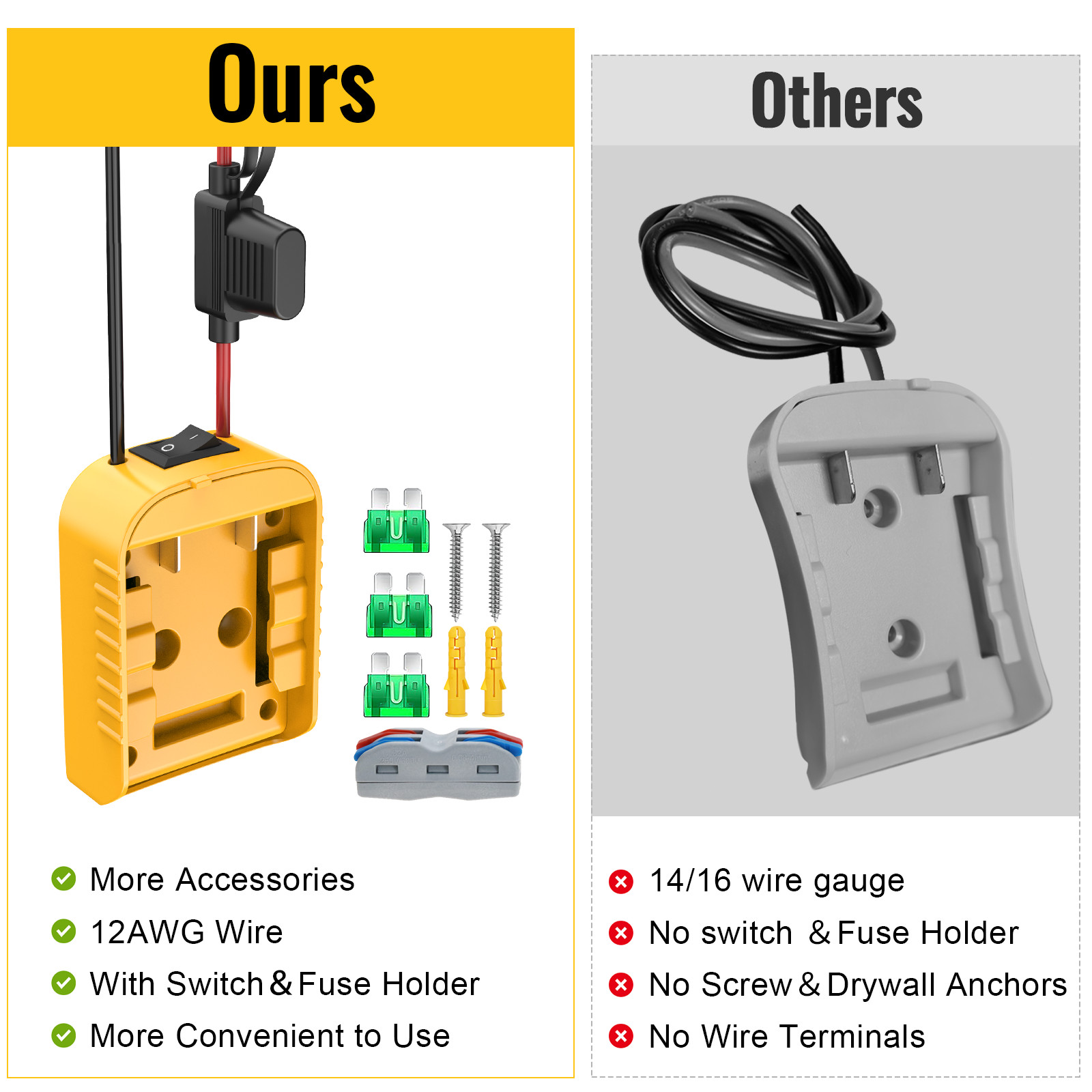 2-Pack 20V To 12V Power Wheel Adapter Compatible with Dewalt 20V Battery