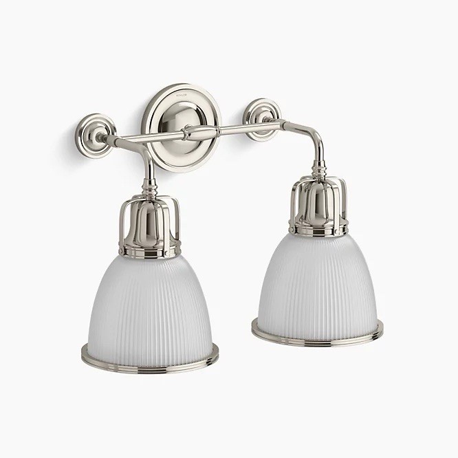 Kohler Hauksbee 2-Light Bell Wall Sconce Polished Nickel K-32282-SNL