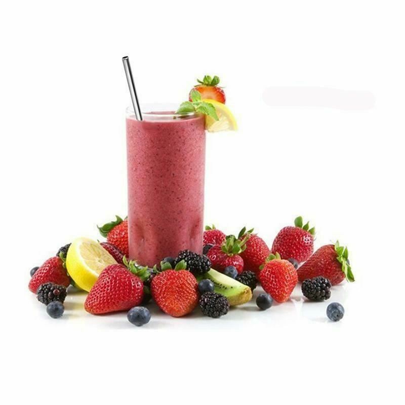 (8 Pack) Reusable 8.5in Drinking Straws Stainless Steel Metal Straw +Clean Brush