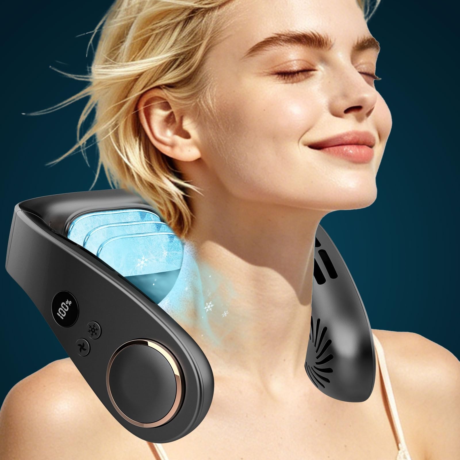Neck Fan with Cooling Plate, Quiet 30dB, 3-24Hrs Cooling,5500mAh Battery,LED …