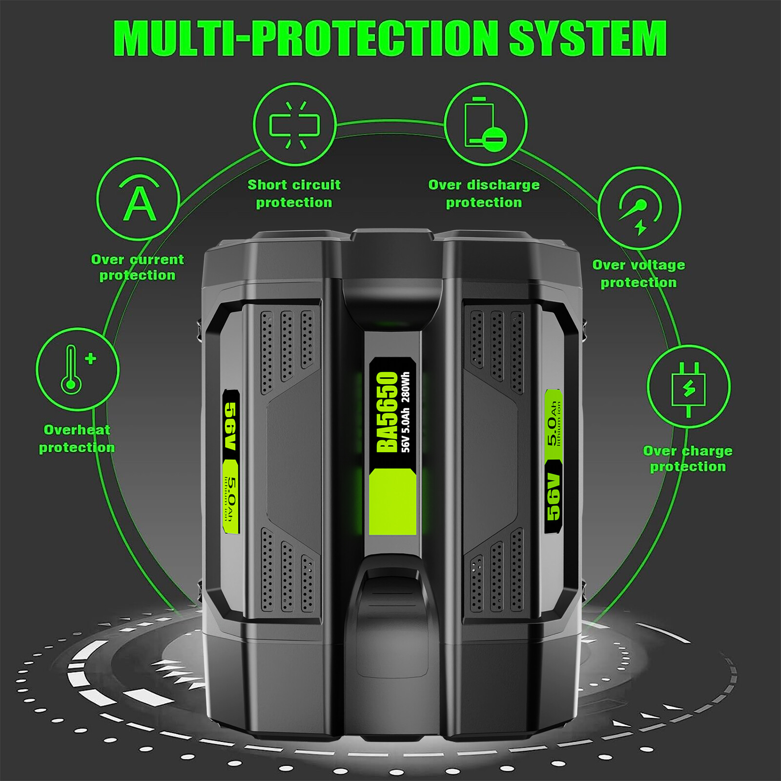 56V 5.0Ah Lithium Ion Battery Pack For EGO Power+ 56Volt BA4200 BA2800T BA2240