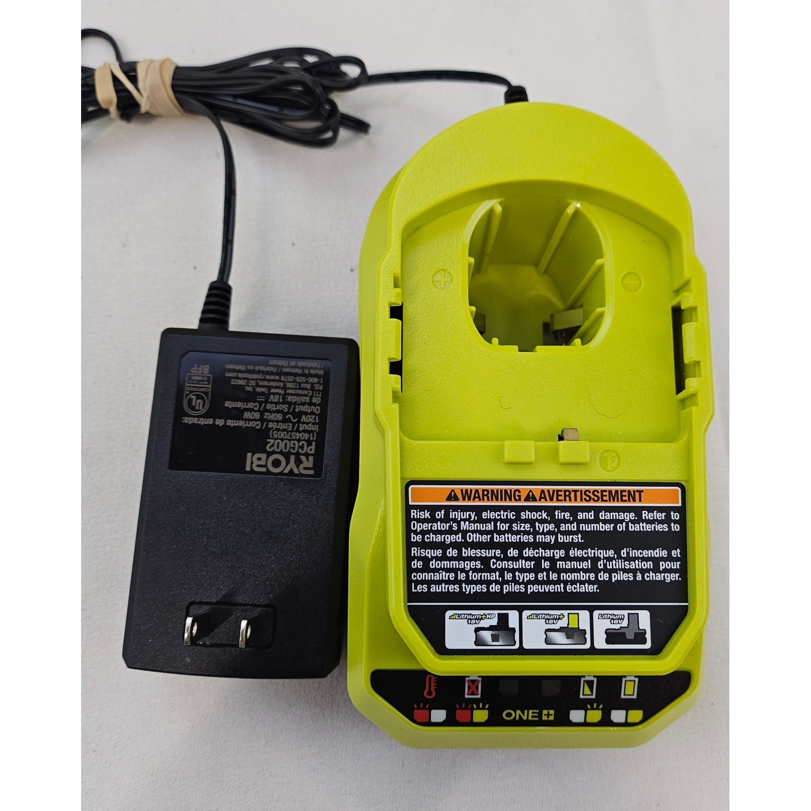 Ryobi PCG002 18V ONE+ Lithium-Ion Battery Class 2 Charger 140457005 Lot of 2